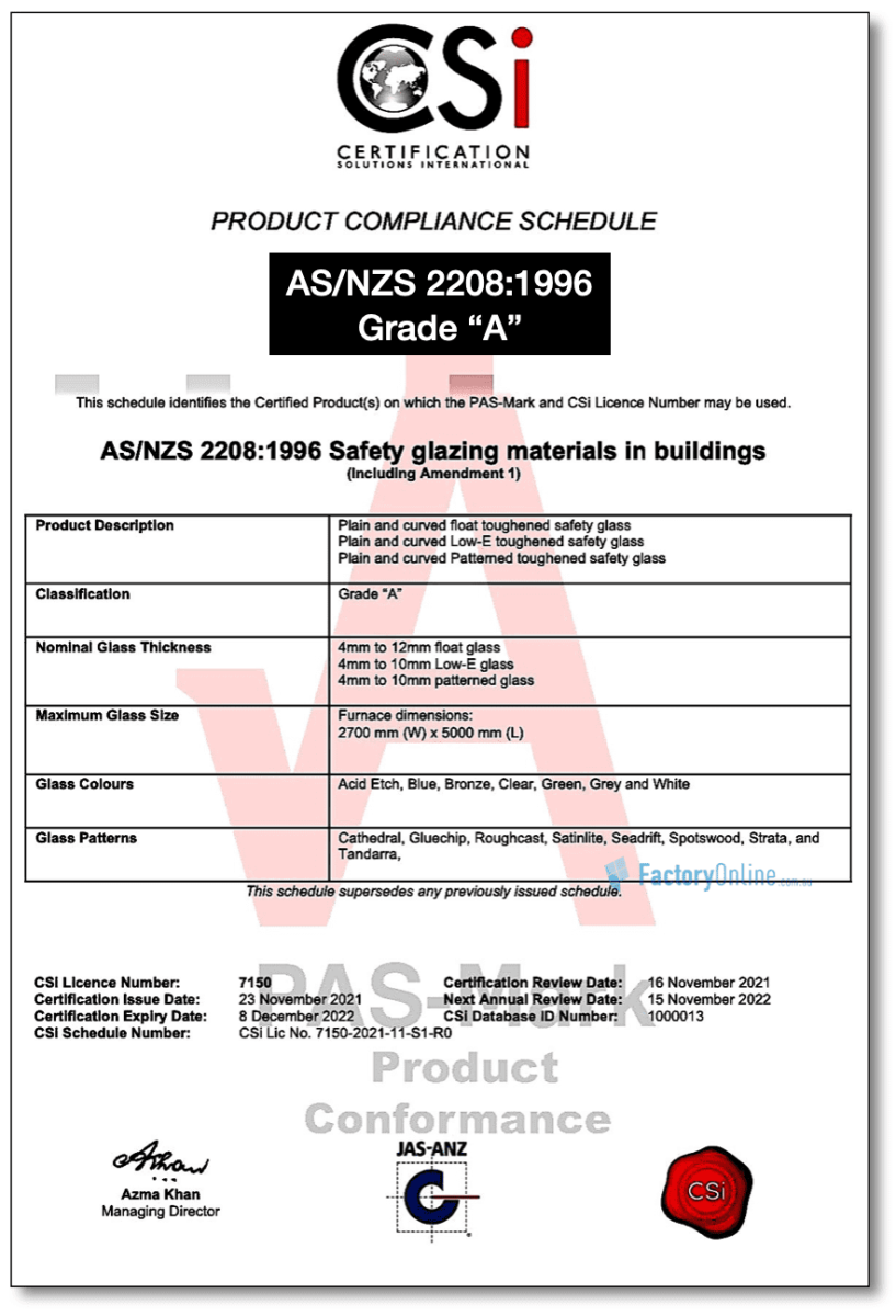 pool fence glass fencing certificate 2208:1996