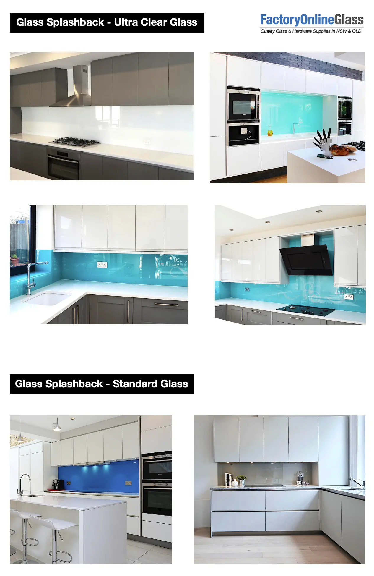 Glass Kitchen Splashbacks Coloured Starphire Ultra Clear