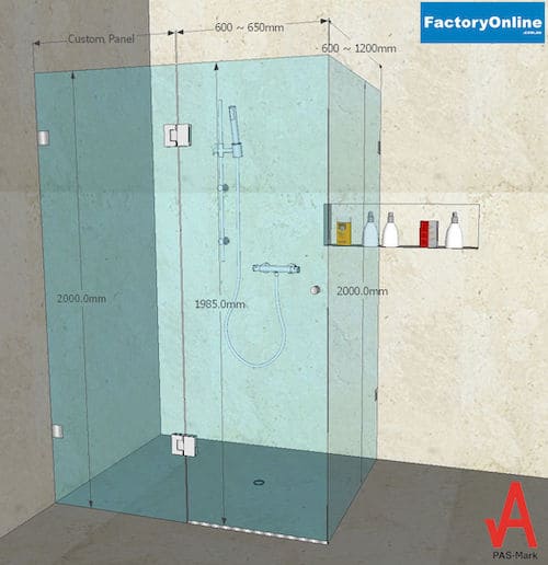 l shaped walk in shower screen