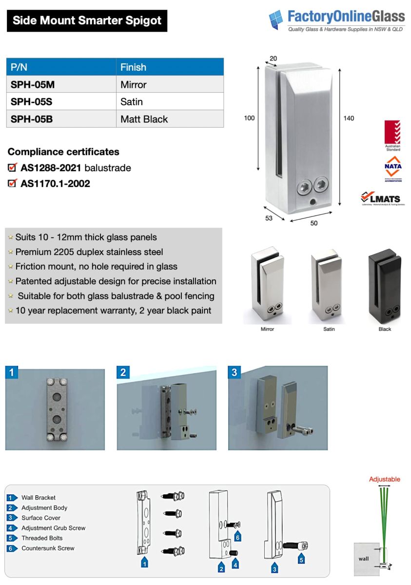 side mount stainless steel glass balustrade spigots