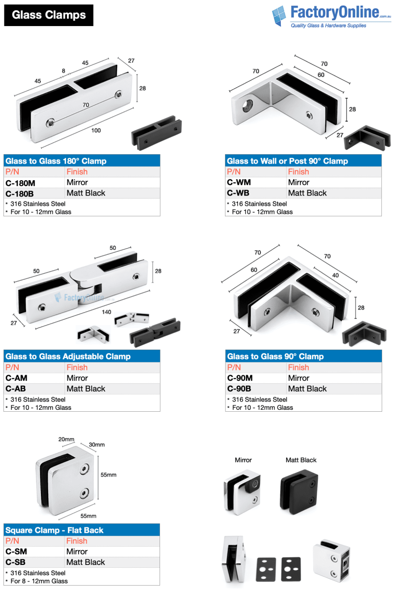 glass clamps clamp pool balustrade Brisbane Gold Coast Sunshine QLD