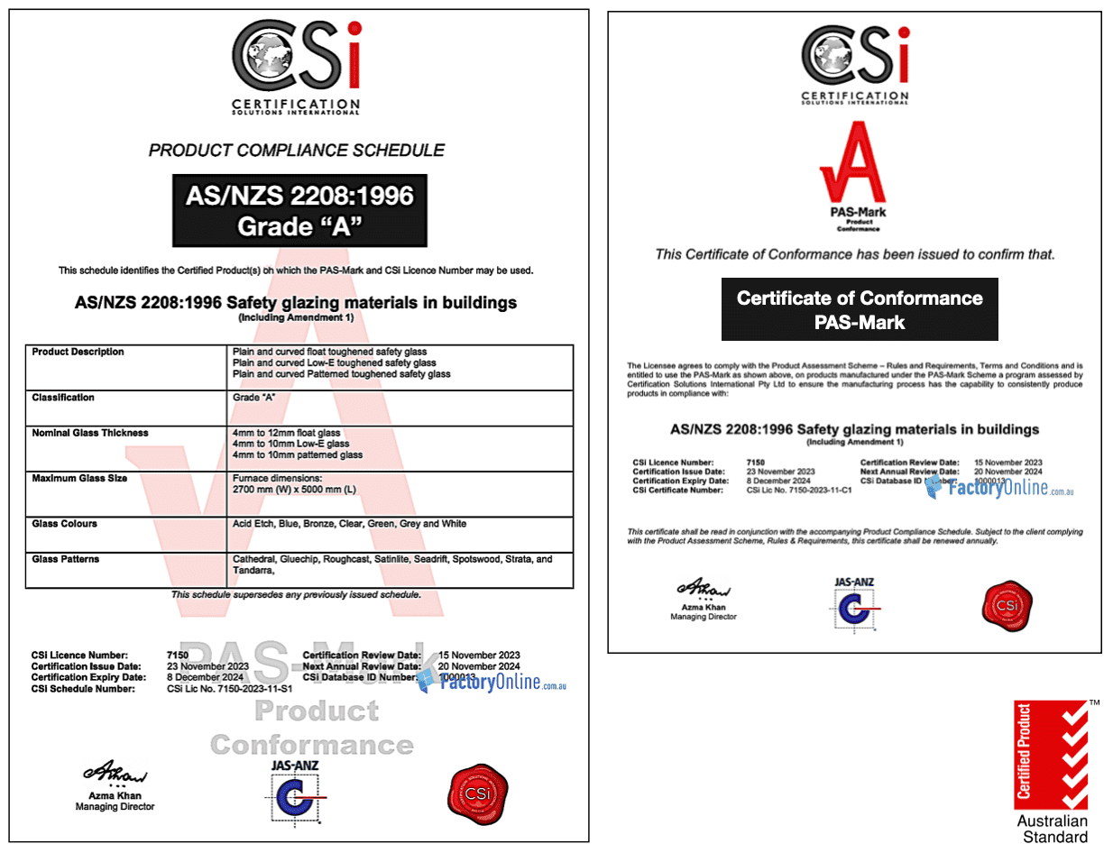 glass pool fencing certificate AS2208:1996