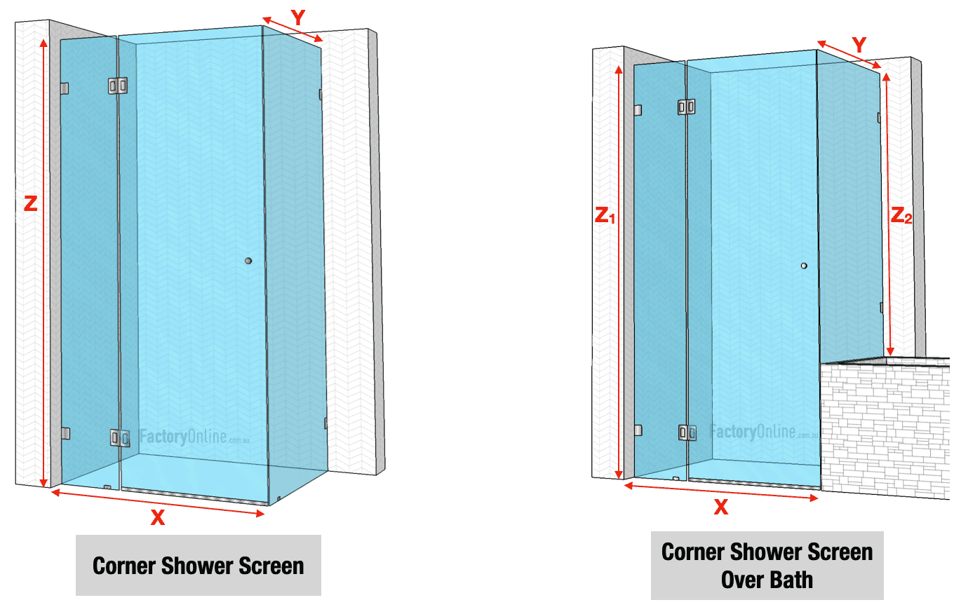 custom corner glass shower screen over bath supply sydney