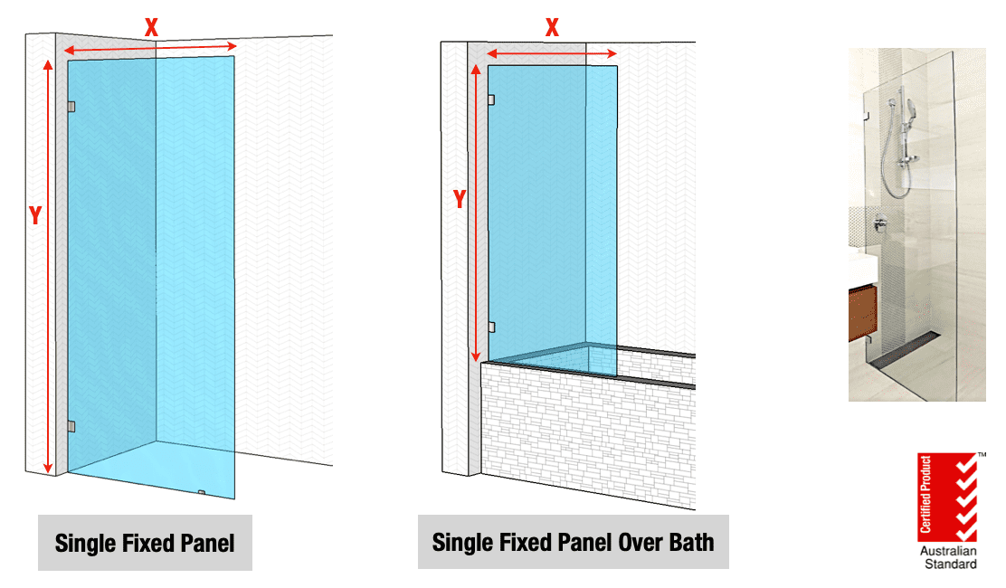 custom cut to size single panel glass shower screen supply sydney