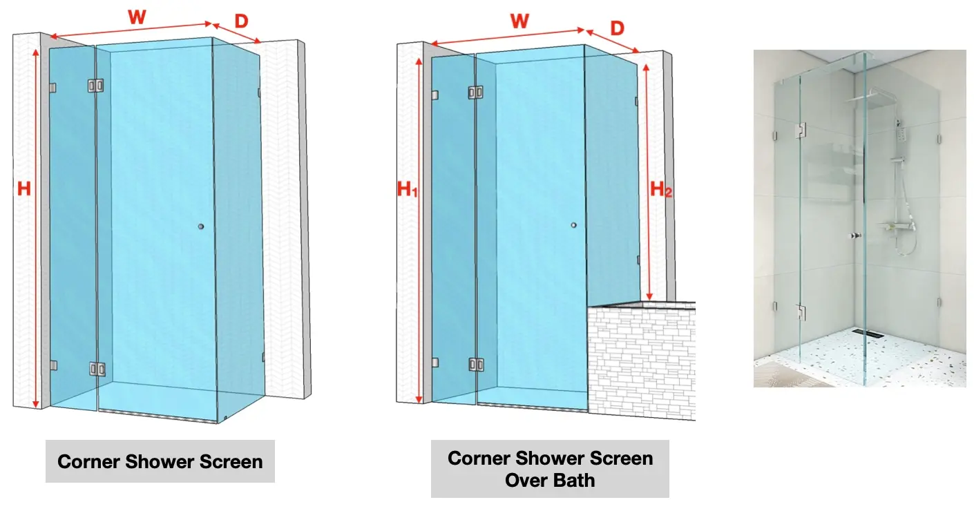 custom corner shower screen over bath supply sydney