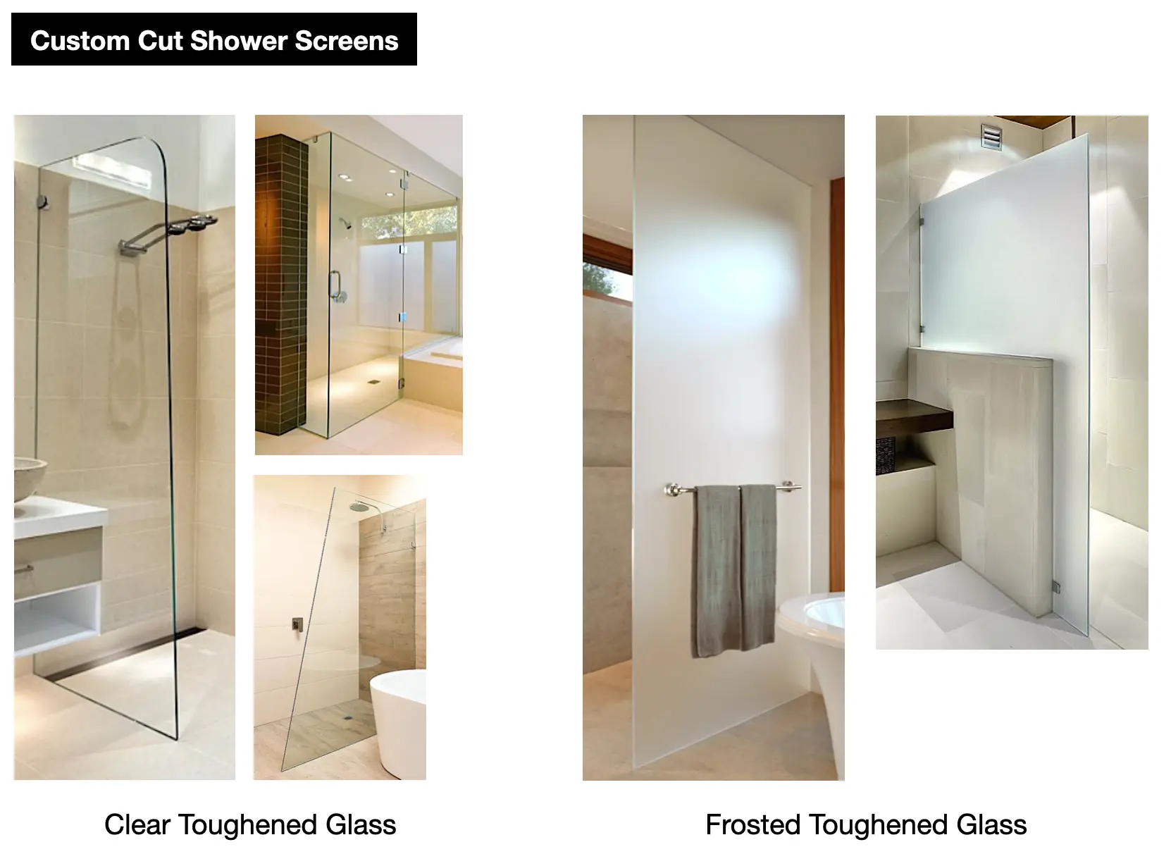Custom cut shower screen project photo Sydney