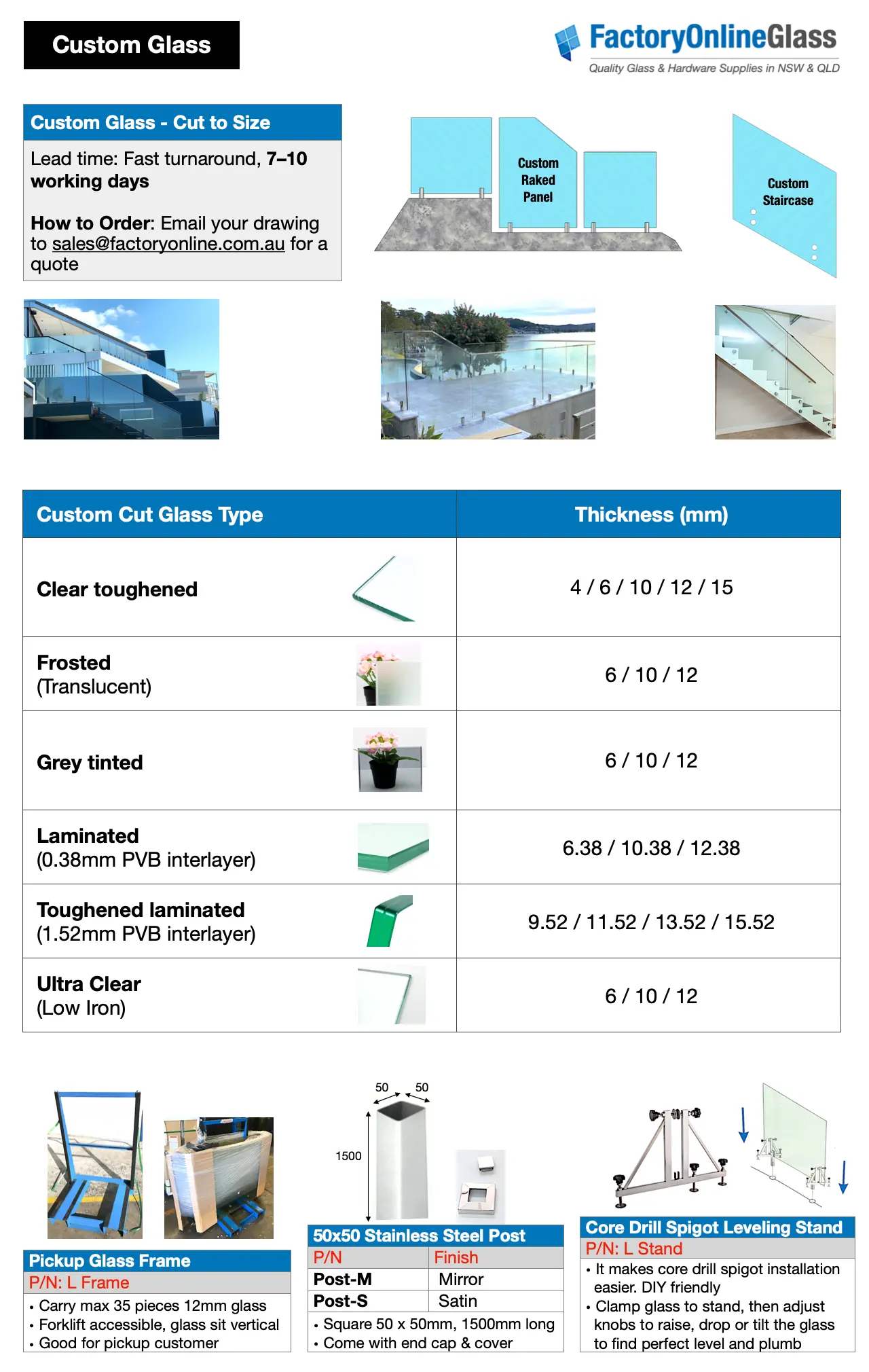 Custom cut balustrade glass Sydney