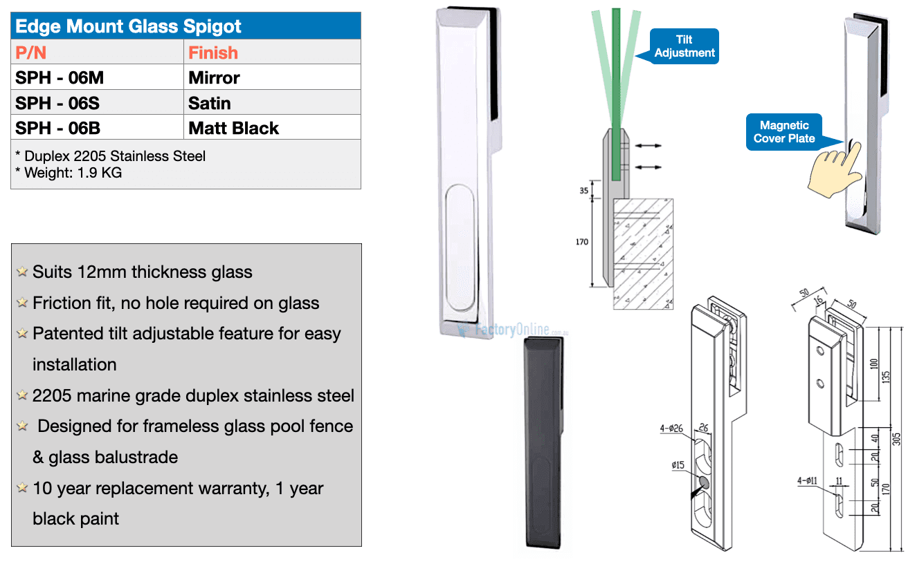 edge mount glass spigots pool fencing 2205 sydney brisbane