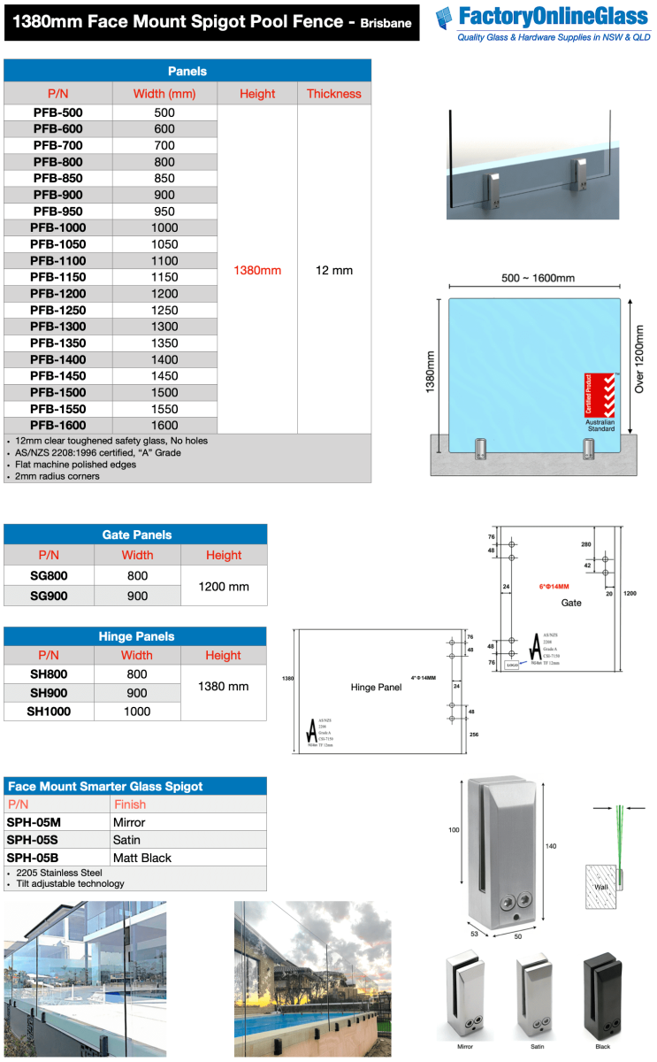Face Mount Frameless Glass Pool Fence Brisbane QLD