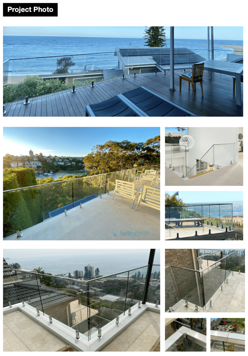 glass balustrade Top Rail Handrail Stainless Steel Photo