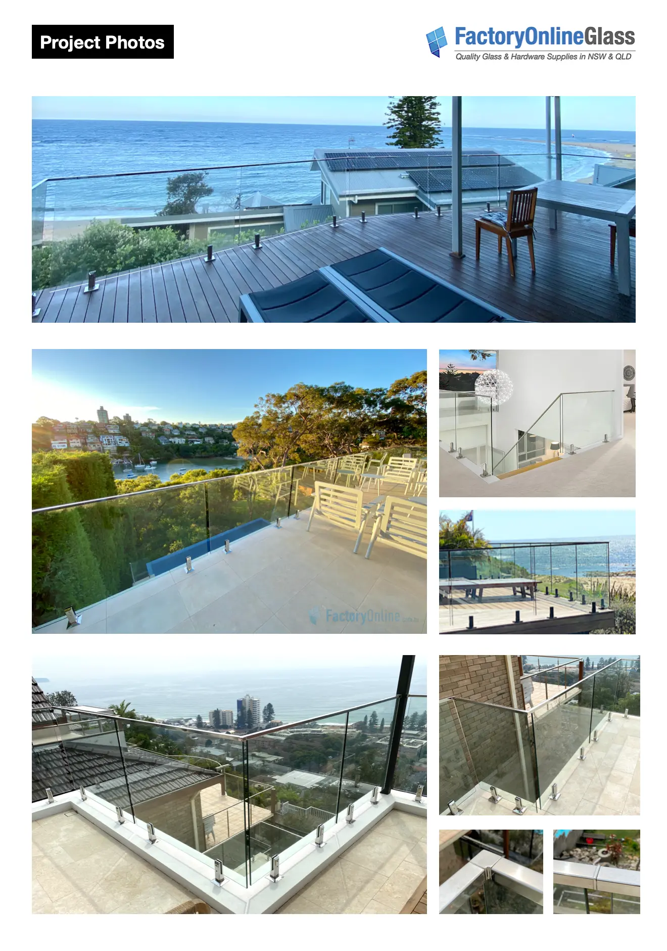 Completed glass balustrade project photos showcasing in Sydney and Brisbane