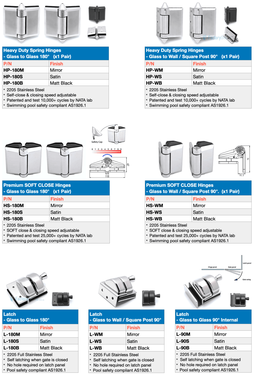 glass pool gate hinges latch stainless steel sydney