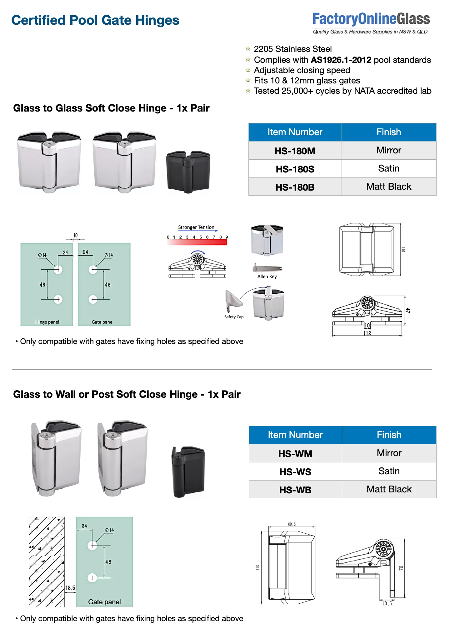 Pool gate hinges