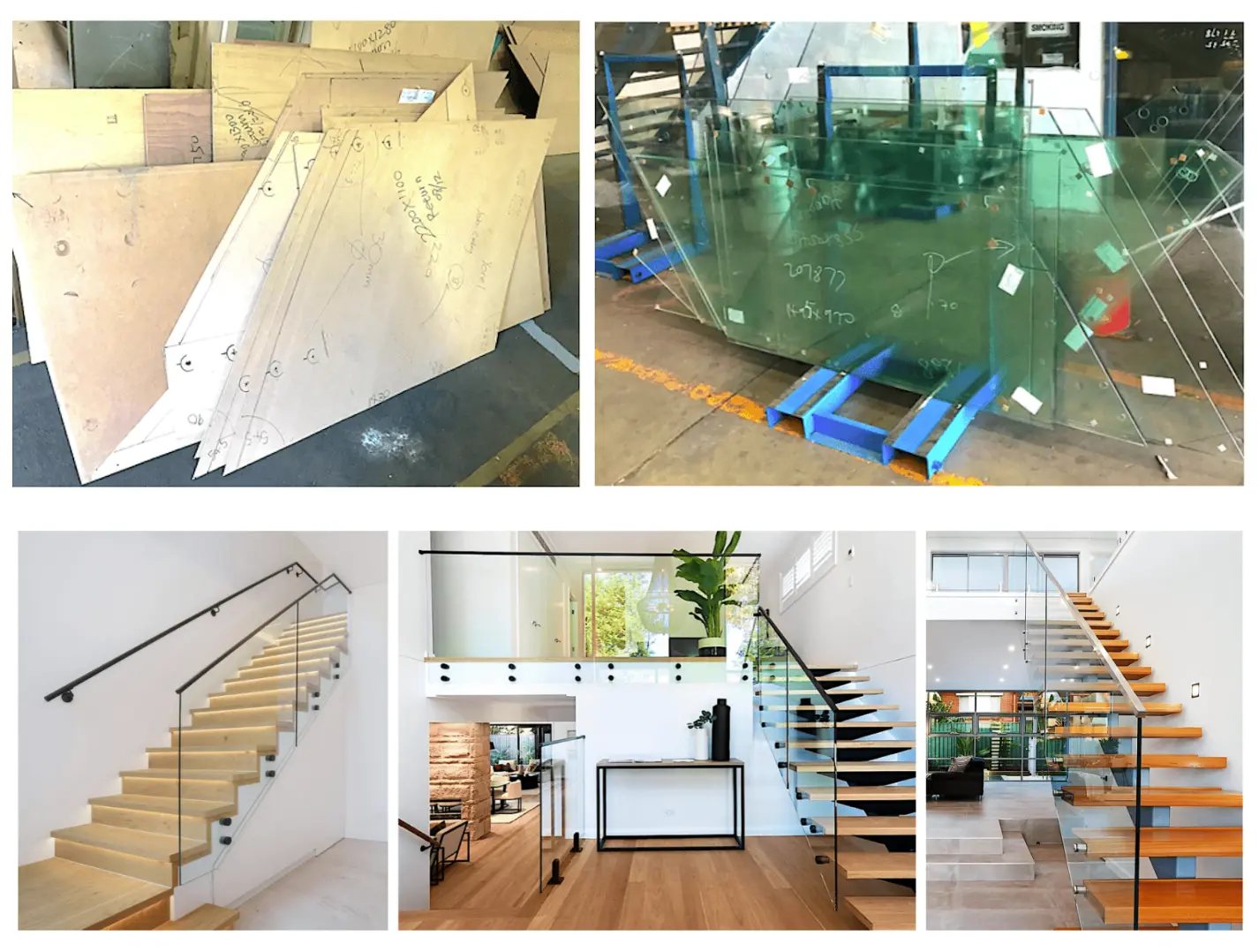 glass staircase stair balustrade template Sydney & Brisbane
