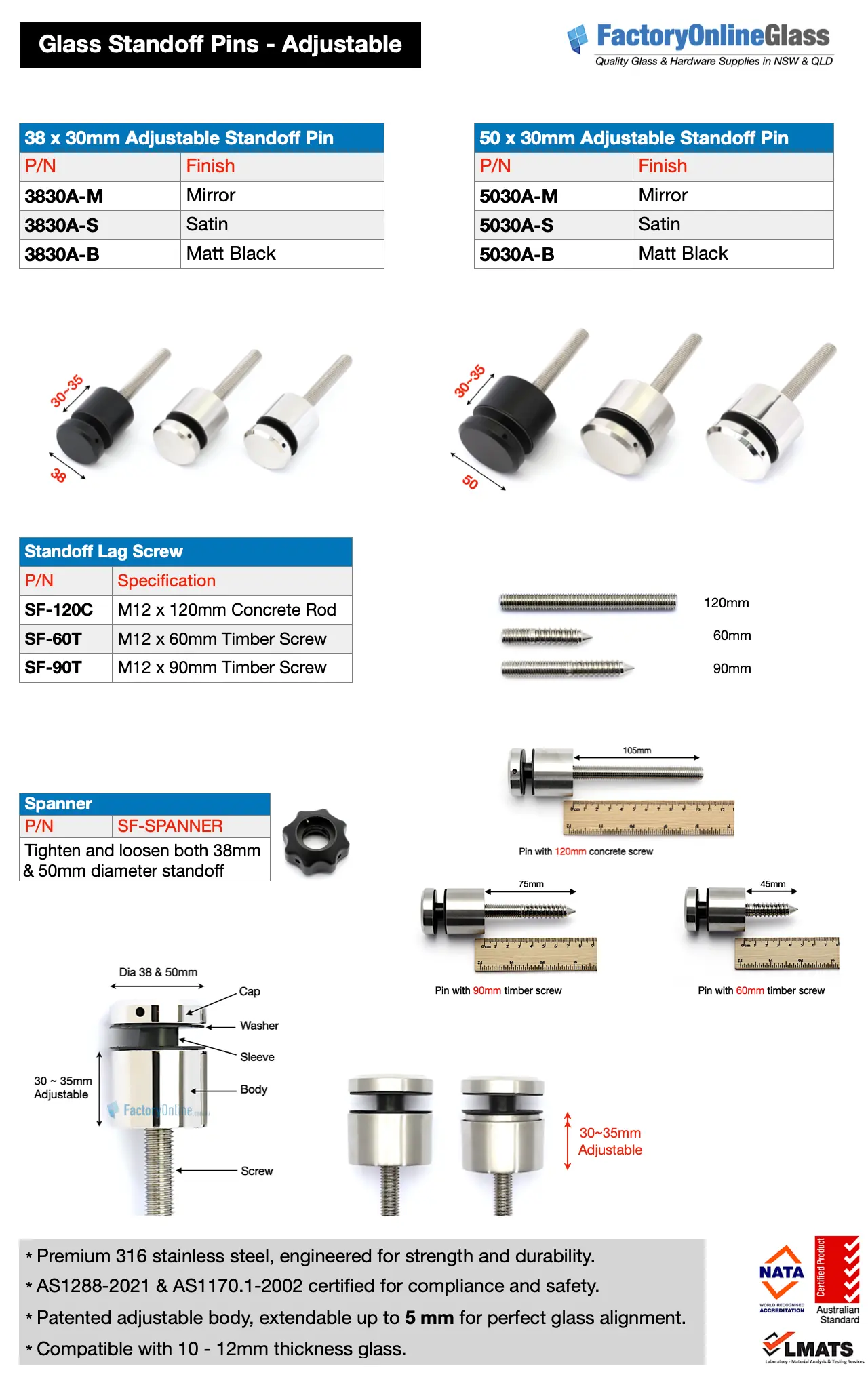 Standoff Pin for stair balustrade in Sydney & Brisbane