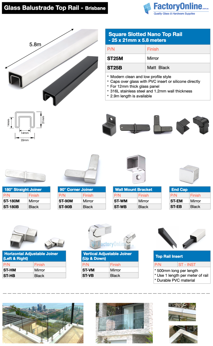 Glass Balustrade Brisbane Glass Fence Panels Spigots Black Top Rail