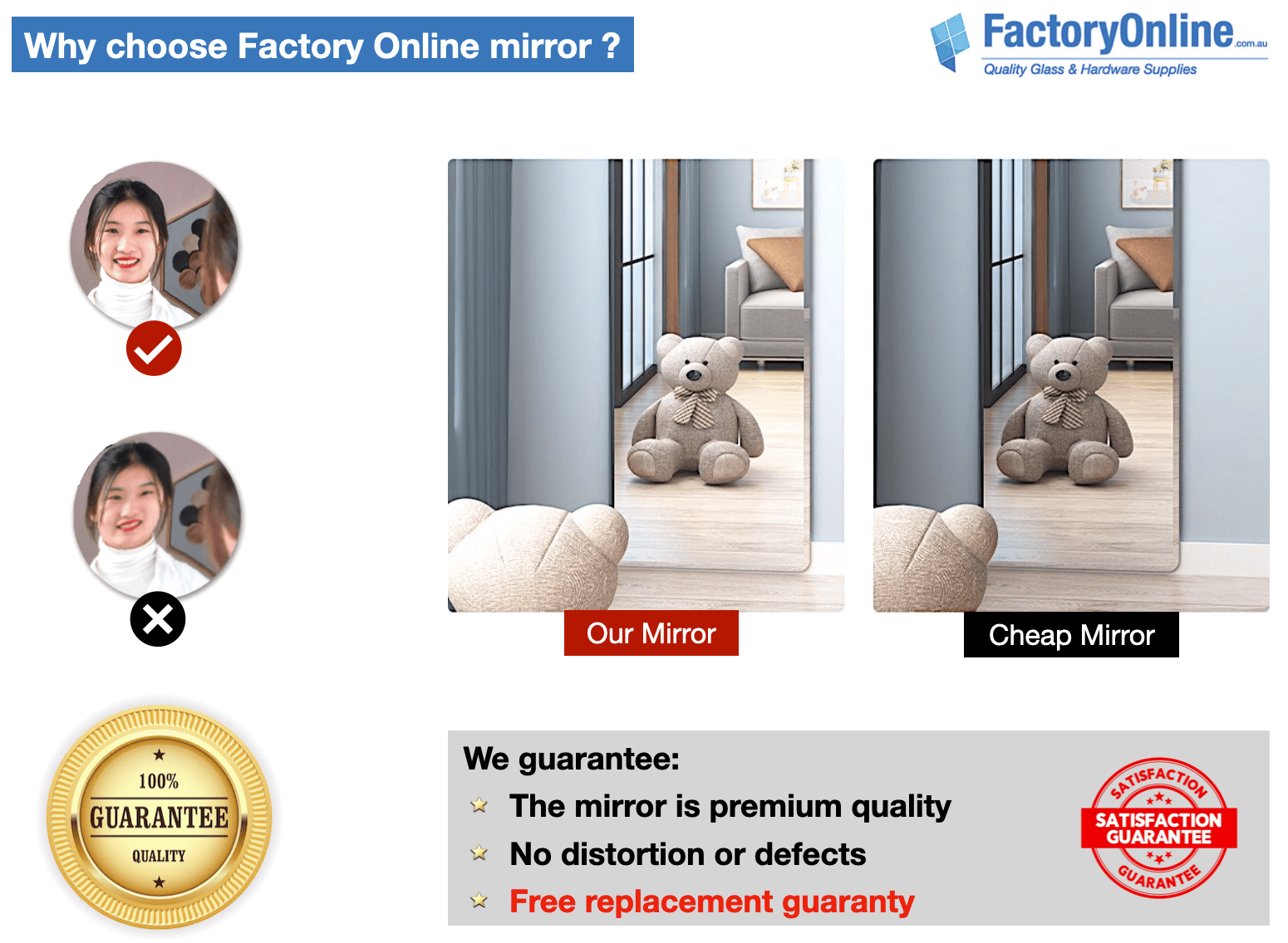 factory online glass mirror custom cut to size sydney