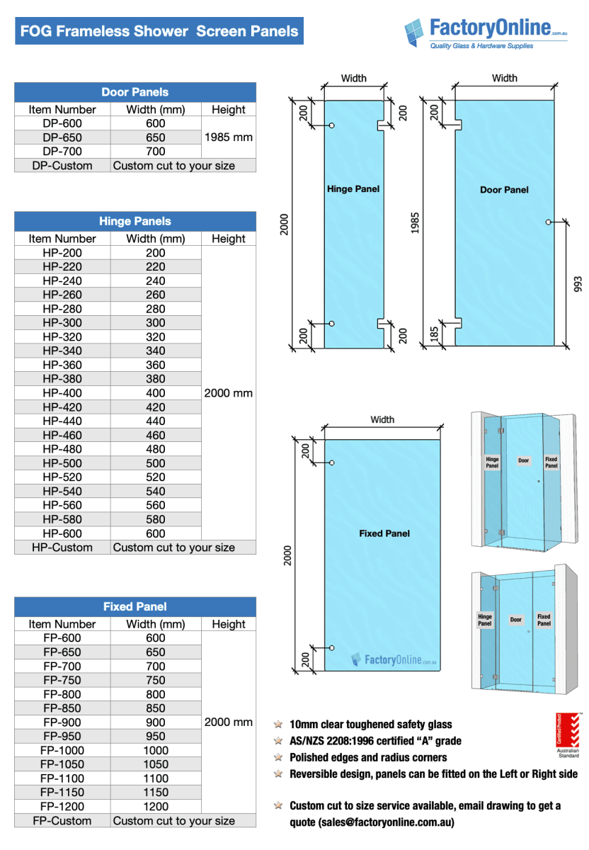 Frameless corner shower screens 900 1000