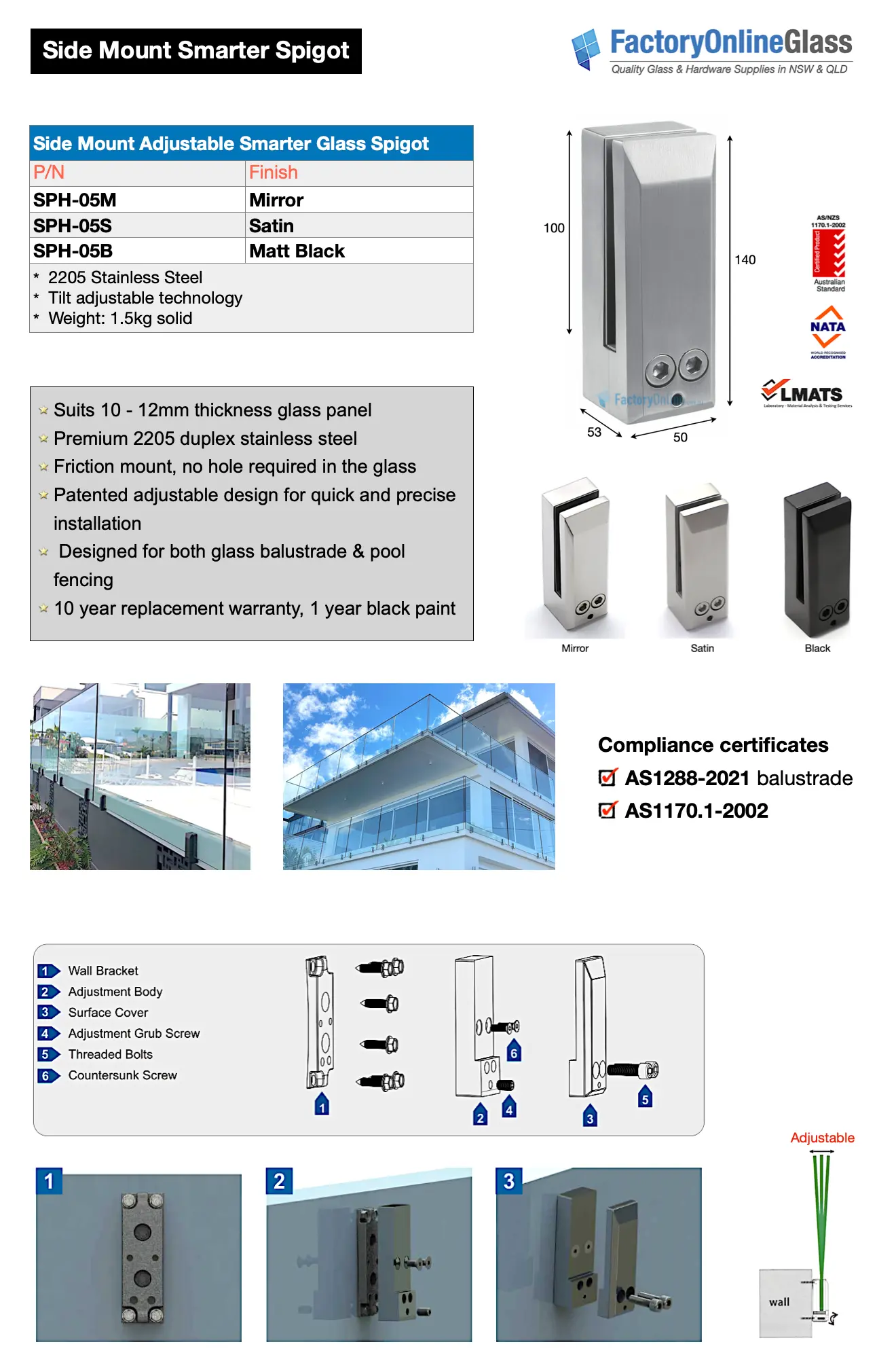 Side Mount Smarter Glass Spigots