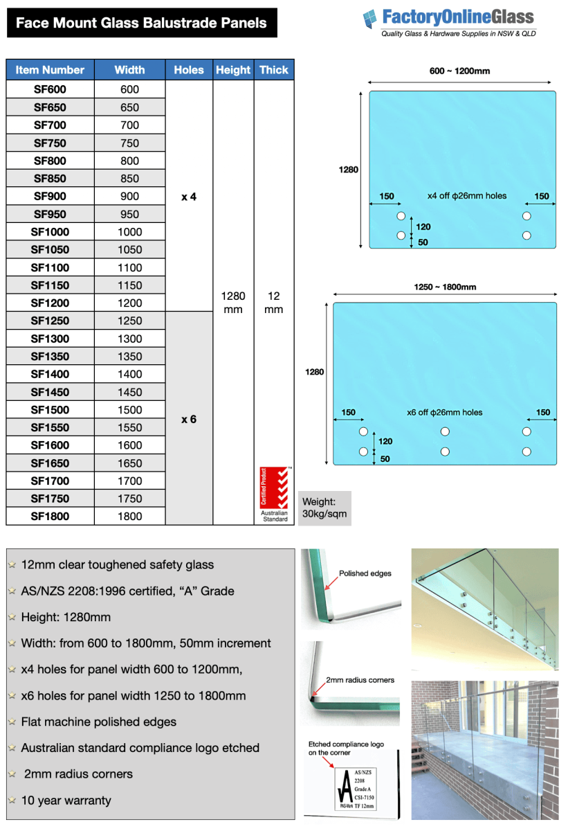 Face Mount Glass Balustrade Sydney